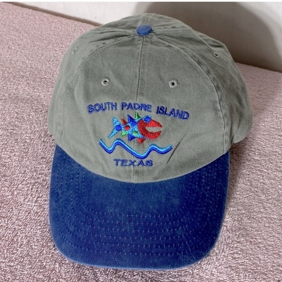 Vintage 90s Blue Grey South Padre Island Texas Embroidered Logo Hat - Picture 12 of 12